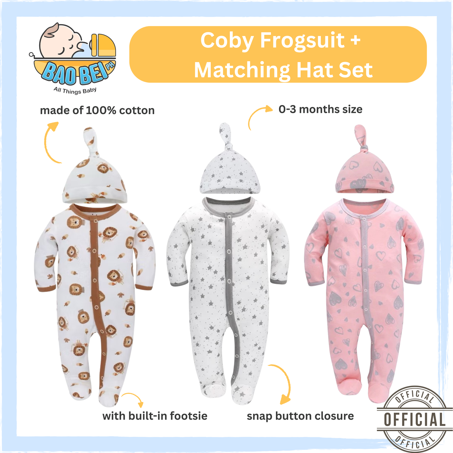 Bao Bei PH Coby Frogsuit with Matching Hat (Buttoned)
