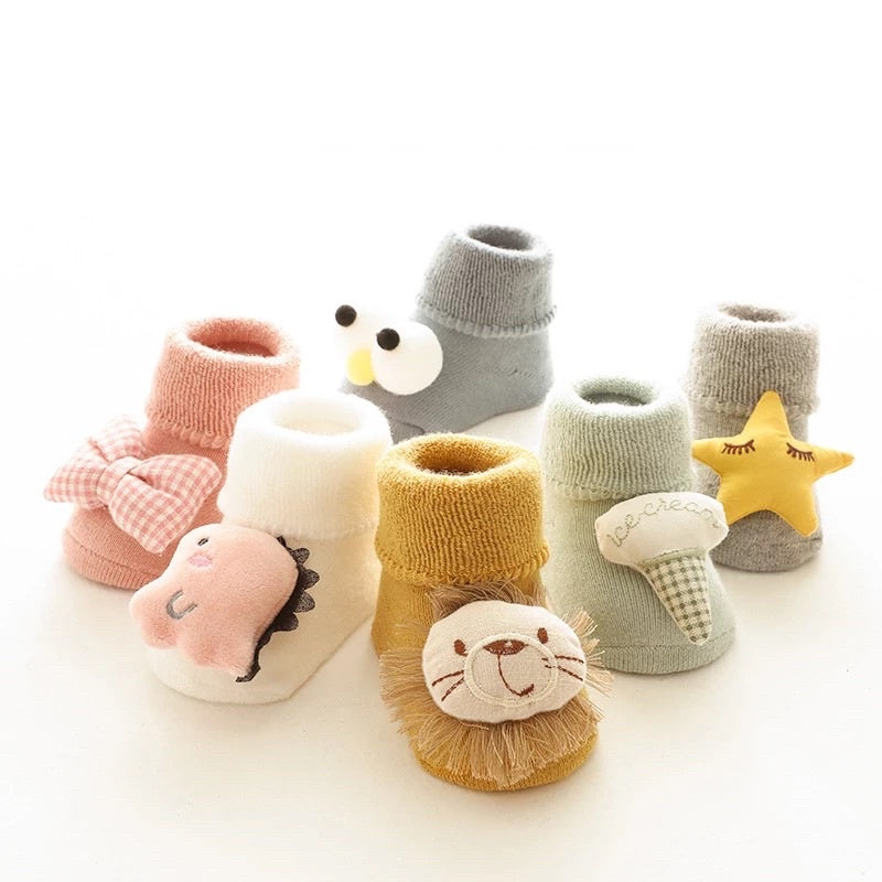 Bao Bei PH Kali Baby Socks for Newborn 0-12 Months Soft Cotton Anti-Skid Bottom Footwear for Infant