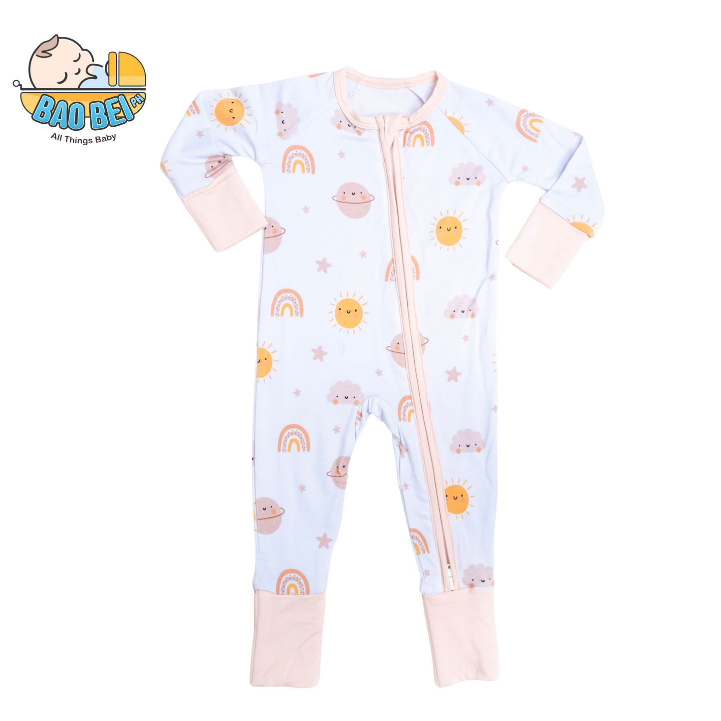 Bao Bei PH Maxi Bamboo Zippered Frogsuit with Mittens and Footsies for Newborn Infant Baby Onesie