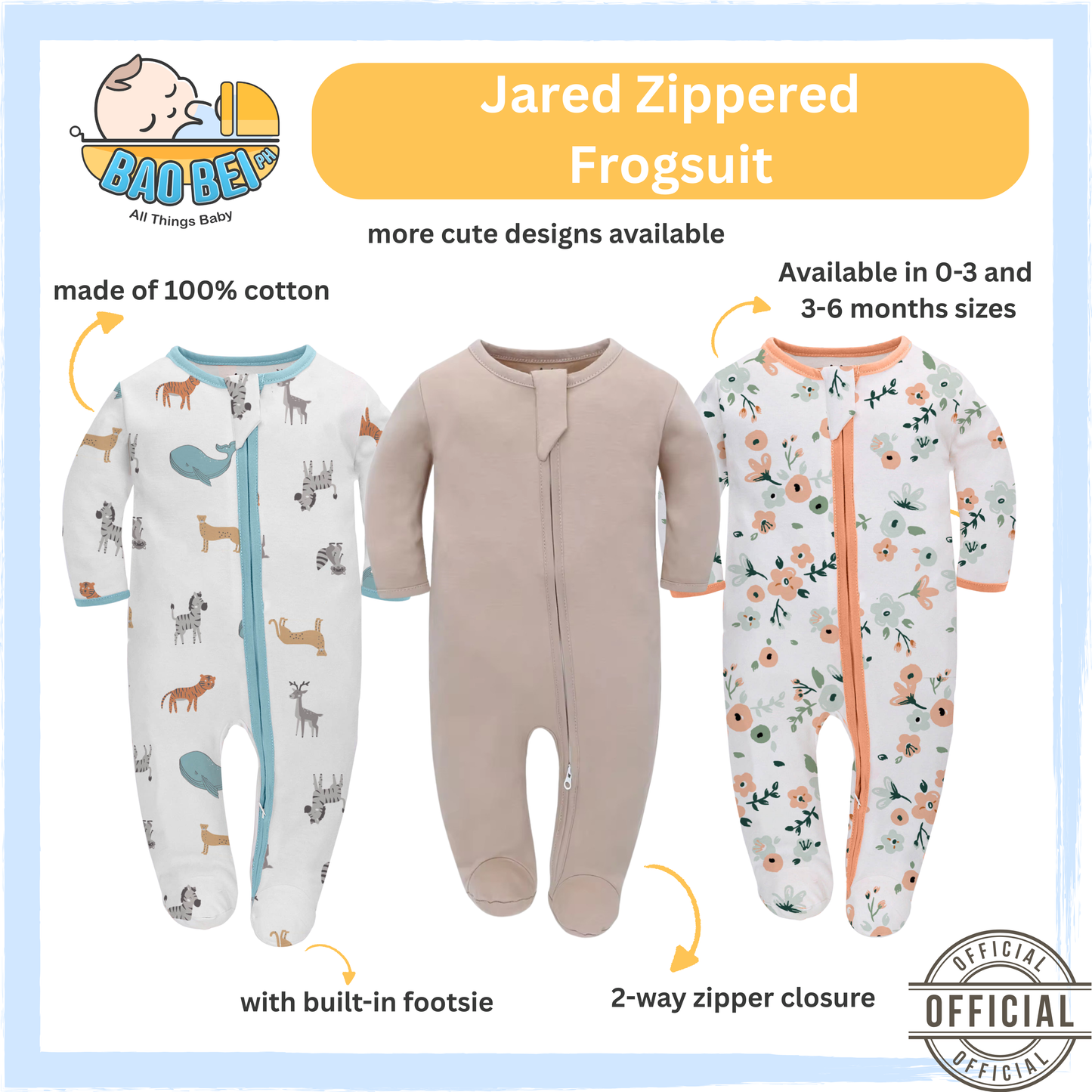 Bao Bei PH Jared Zippered Frogsuit (Cotton)
