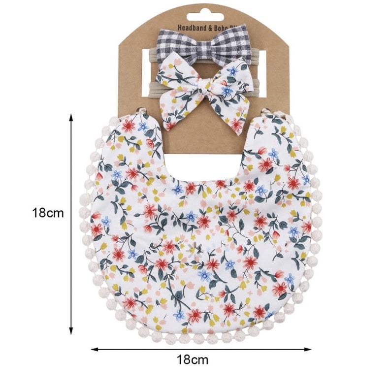 Bao Bei PH Lia Boho Stylish Bib and Headband Matching Set for Newborn Baby Girl