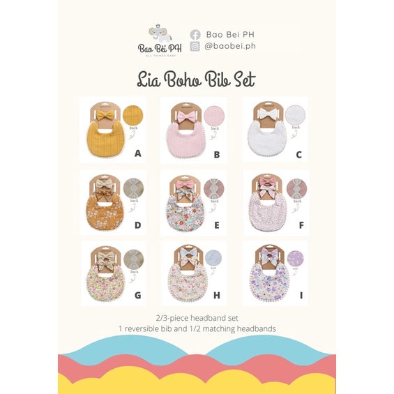Bao Bei PH Lia Boho Stylish Bib and Headband Matching Set for Newborn Baby Girl