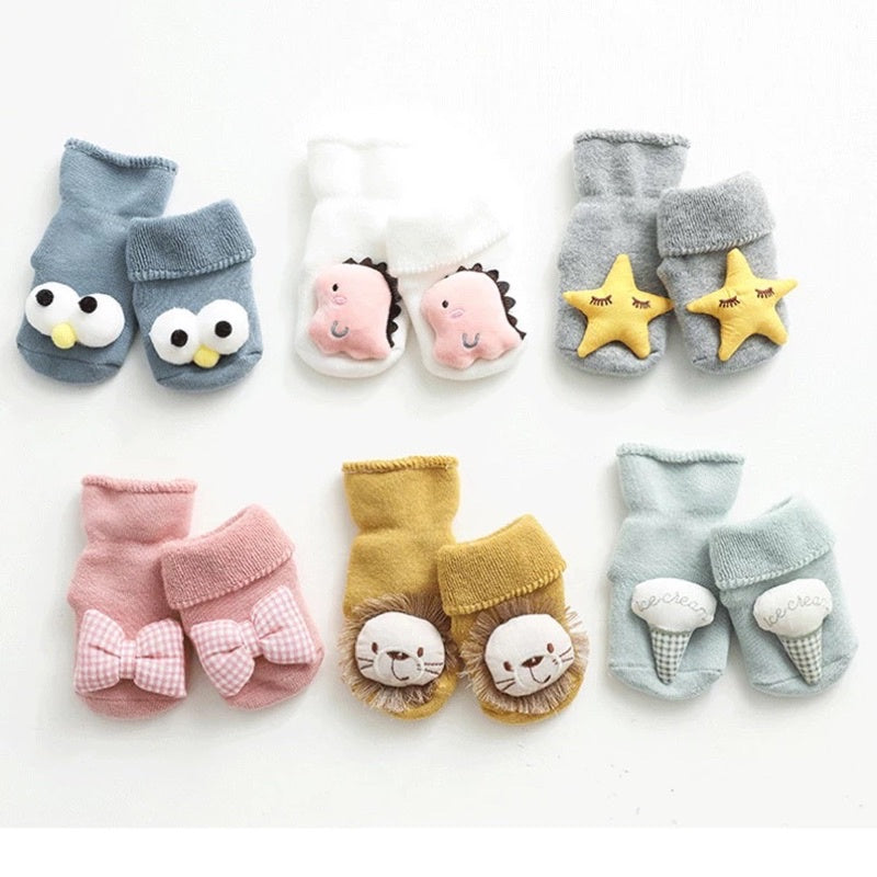 Bao Bei PH Kali Baby Socks for Newborn 0-12 Months Soft Cotton Anti-Skid Bottom Footwear for Infant