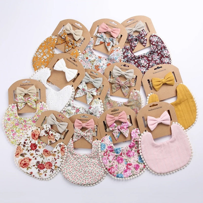 Bao Bei PH Lia Boho Stylish Bib and Headband Matching Set for Newborn Baby Girl