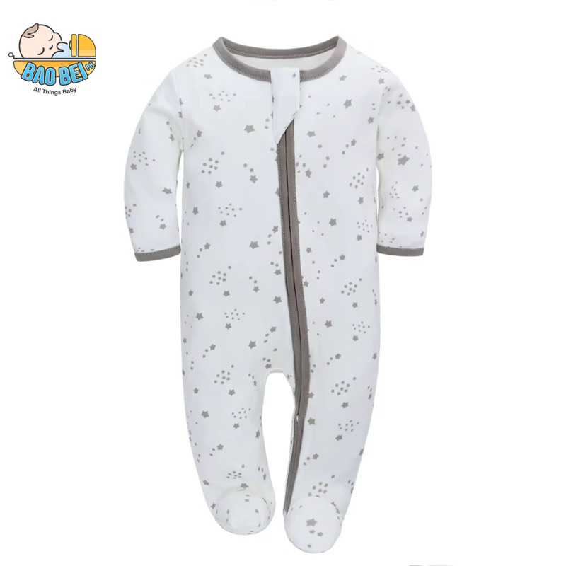 Bao Bei PH Jared Zippered Frogsuit 100% Cotton Onesie Sleepwear Two Way Zip for Infant Baby Newborn