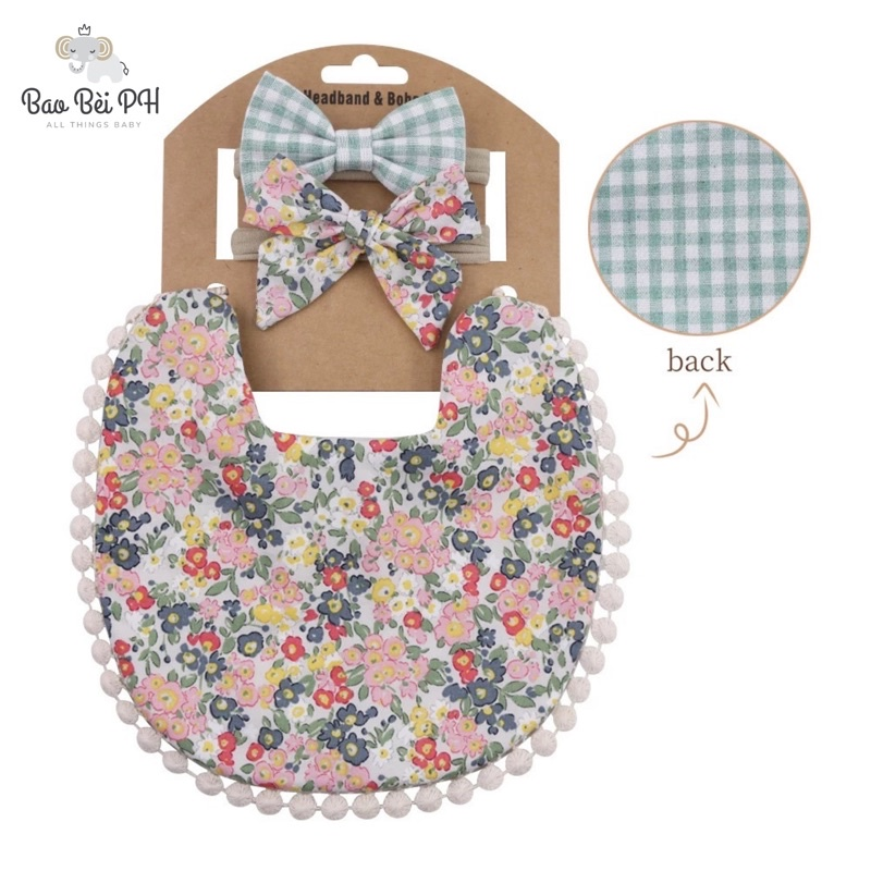 Bao Bei PH Lia Boho Stylish Bib and Headband Matching Set for Newborn Baby Girl
