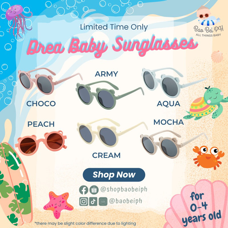 Bao Bei PH Drea Baby Fashion Sunglasses for Summer Beach Bear Shape Frame UV400 Kids Glasses