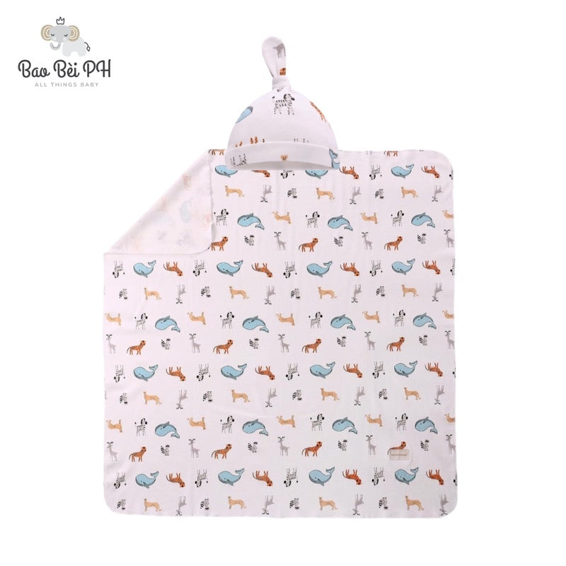 Bao Bei PH x Miracle Baby Tyler Matching Swaddle Blanket and Hat Beanie for Newborn Baby 1 Pair