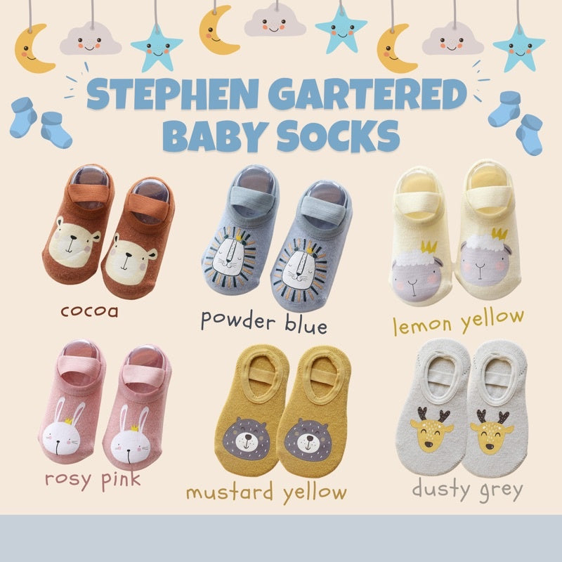 Bao Bei PH Stephen Gartered Baby Socks Footwear for 0-12 Months Newborn Infant Anti-skid Bottom